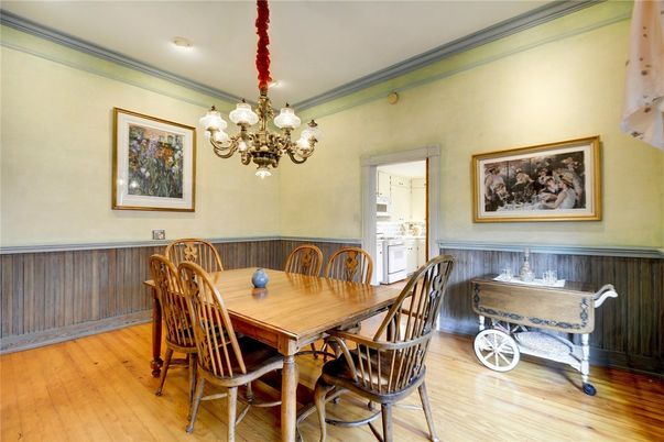 Chandelier, Dining room, Interior, Recessed Lighting, Wood Texture Flooring