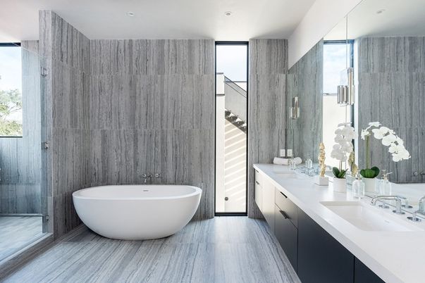Bathroom, Dual Sink Vanities, Free Standing Baths, Interior, Recessed Lighting