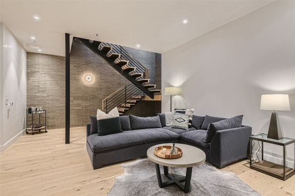 Interior, Living room, Recessed Lighting, Wood Texture Flooring