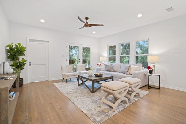 Interior, Living room, Recessed Lighting, Wood Texture Flooring