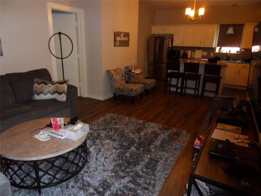Interior, Kitchen, Living room, Pendant Lights, Wood Texture Flooring