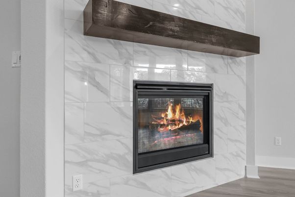 Fireplace, Interior, Marble, Marble Walls, Wood Texture Flooring
