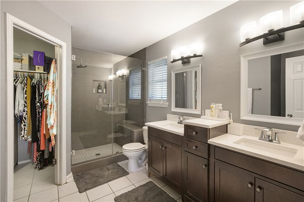 Bathroom, Dual Sink Vanities, Glass Shower, Interior