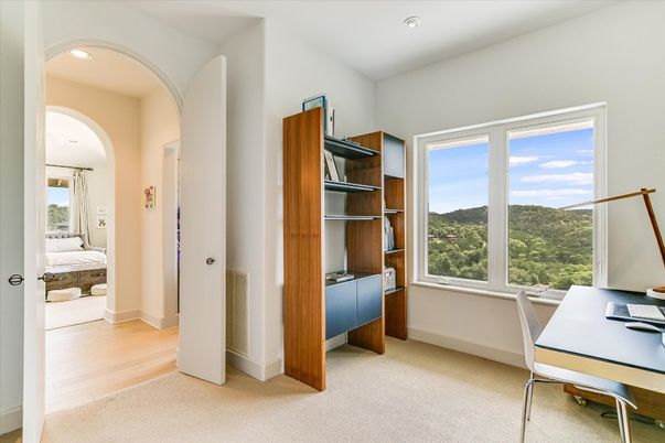 Home Office, Interior, Recessed Lighting, Wood Texture Flooring