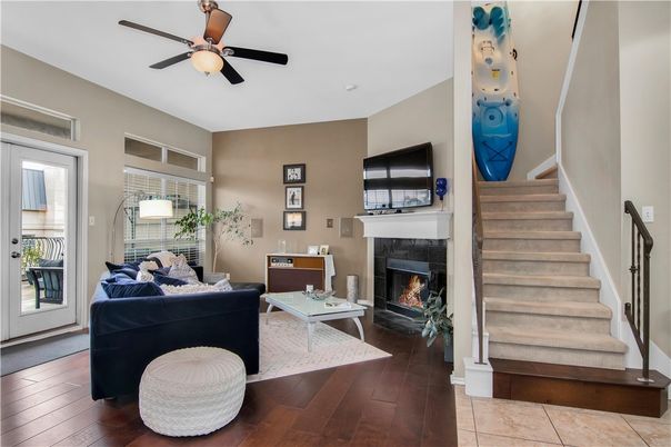 Fireplace, Interior, Living room, Wood Texture Flooring