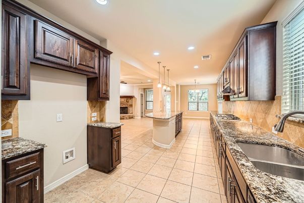 Dining room, Fireplace, Interior, Kitchen, Pendant Lights, Recessed Lighting