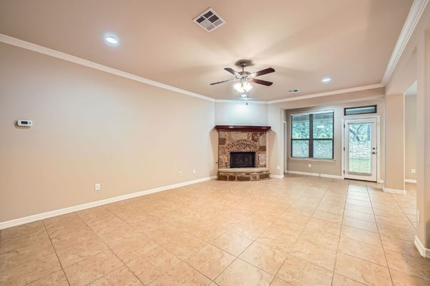 Empty room, Fireplace, Interior, Recessed Lighting