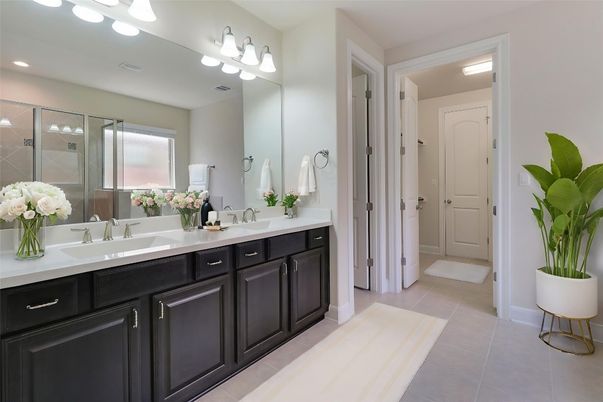 Bathroom, Dual Sink Vanities, Glass Shower, Interior, Recessed Lighting