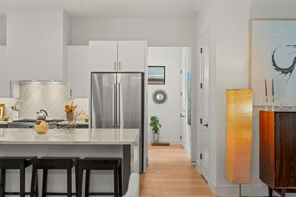Interior, Kitchen, Stainless Steel Appliances, Wood Texture Flooring
