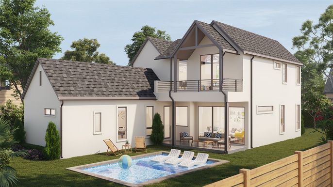 Backyard, Exterior, Facade, Pool, Farmhouse