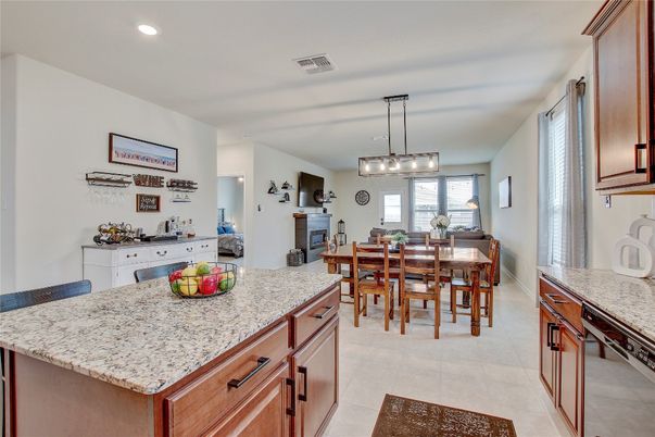 Dining room, Fireplace, Interior, Kitchen, Pendant Lights, Recessed Lighting
