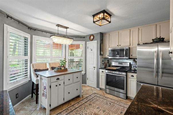 Chandelier, Interior, Kitchen, Pendant Lights, Stainless Steel Appliances