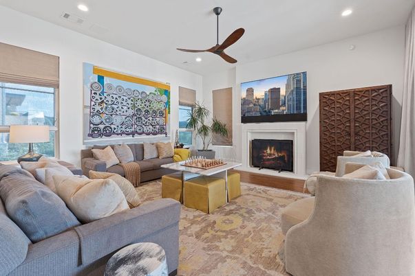 Fireplace, Interior, Living room, Recessed Lighting