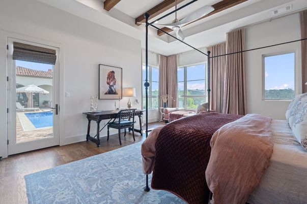 Bedroom, Interior, Water, Wooden Beams, Wood Texture Flooring