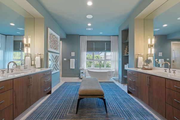 Bathroom, Dual Sink Vanities, Free Standing Baths, Interior, Recessed Lighting