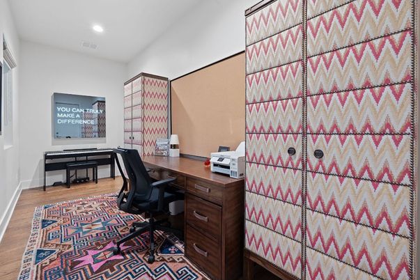 Home Office, Interior, Recessed Lighting, Wood Texture Flooring