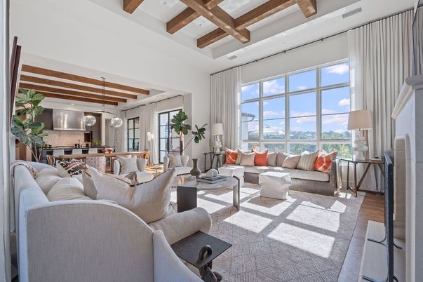 Interior, Kitchen, Living room, Pendant Lights, Recessed Lighting, Wooden Beams, Wood Texture Flooring