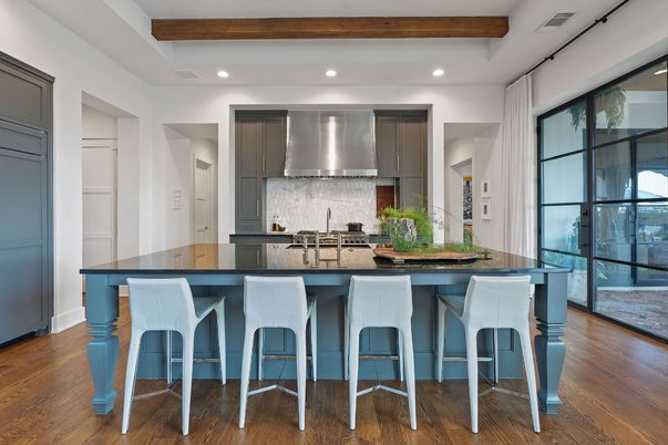 Interior, Kitchen, Recessed Lighting, Stainless Steel Appliances, Wooden Beams, Wood Texture Flooring