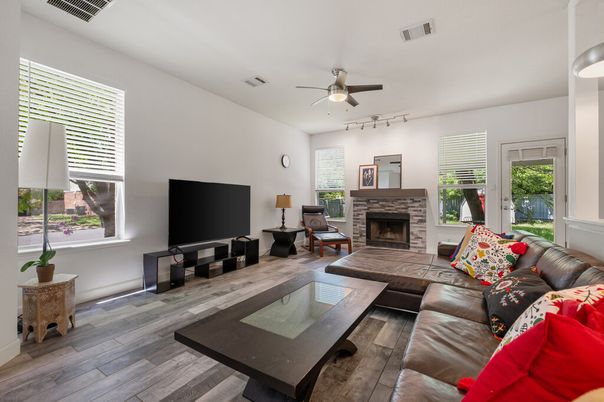 Fireplace, Interior, Living room, Wood Texture Flooring