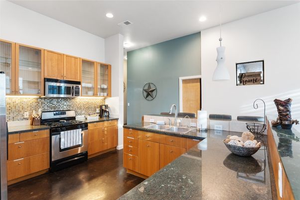 Interior, Kitchen, Pendant Lights, Recessed Lighting, Stainless Steel Appliances
