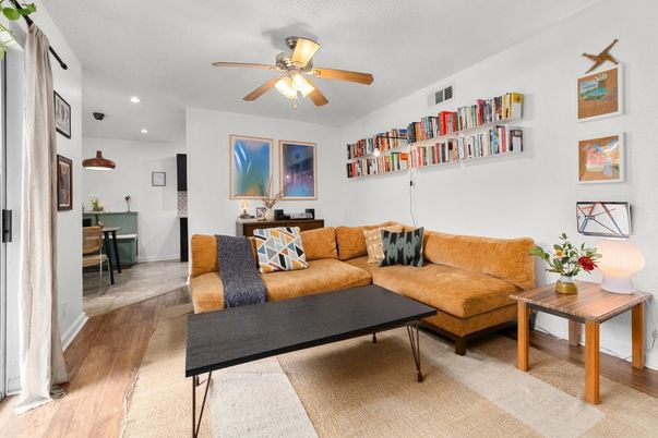 Interior, Living room, Recessed Lighting, Wood Texture Flooring
