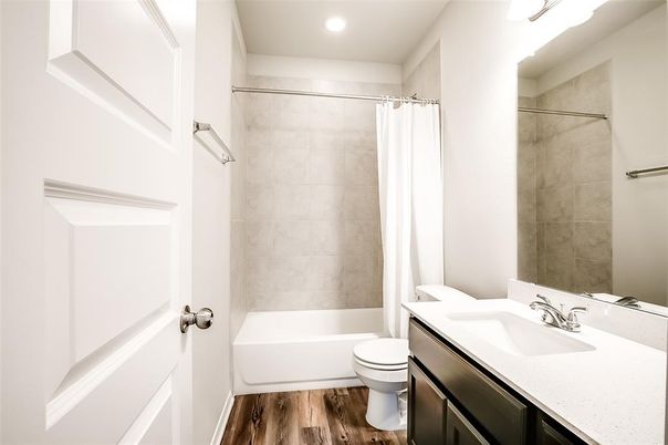 Bathroom, Interior, Recessed Lighting, Wood Texture Flooring