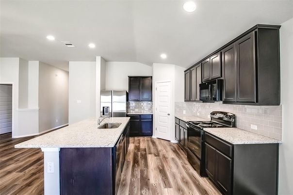 Interior, Kitchen, Recessed Lighting, Wood Texture Flooring