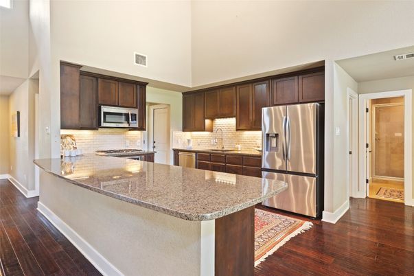 Interior, Kitchen, Stainless Steel Appliances, Wood Texture Flooring