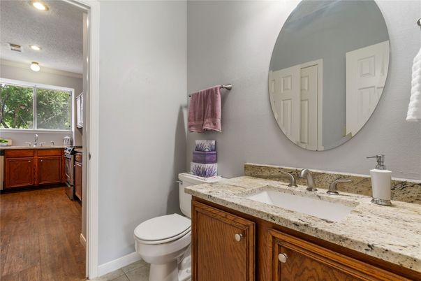 Bathroom, Interior, Recessed Lighting, Wood Texture Flooring