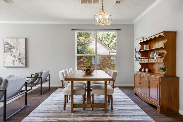 Chandelier, Dining room, Interior, Wood Texture Flooring