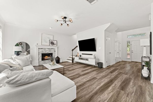 Fireplace, Interior, Living room, Wood Texture Flooring