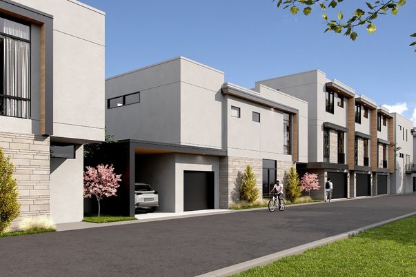 Attached, Exterior, Facade, Modern