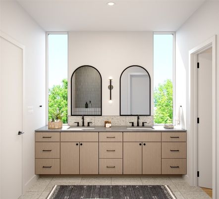Bathroom, Dual Sink Vanities, Interior, Recessed Lighting