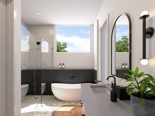 Bathroom, Dual Sink Vanities, Free Standing Baths, Glass Shower, Interior, Recessed Lighting