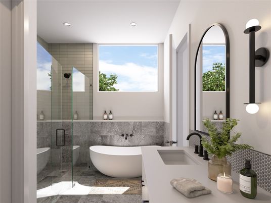 Bathroom, Dual Sink Vanities, Free Standing Baths, Glass Shower, Interior, Recessed Lighting