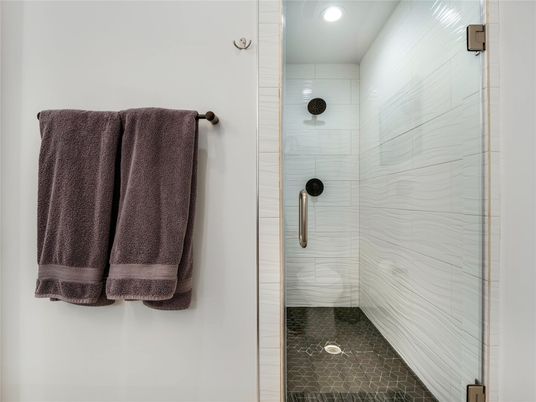Bathroom, Glass Shower, Interior, Recessed Lighting