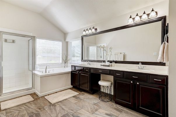 Bathroom, Dual Sink Vanities, Glass Shower, Interior