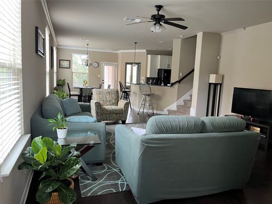 Dining room, Interior, Kitchen, Living room, Pendant Lights, Recessed Lighting, Wood Texture Flooring