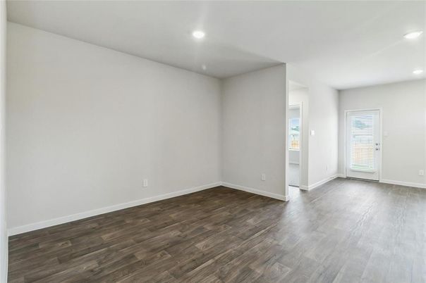 Empty room, Interior, Recessed Lighting, Wood Texture Flooring