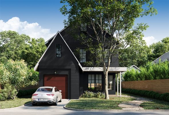 Attached, Exterior, Facade, A Frame