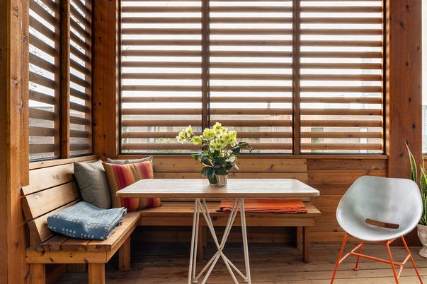Dining room, Interior, Wood Texture Flooring, Wooden Walls