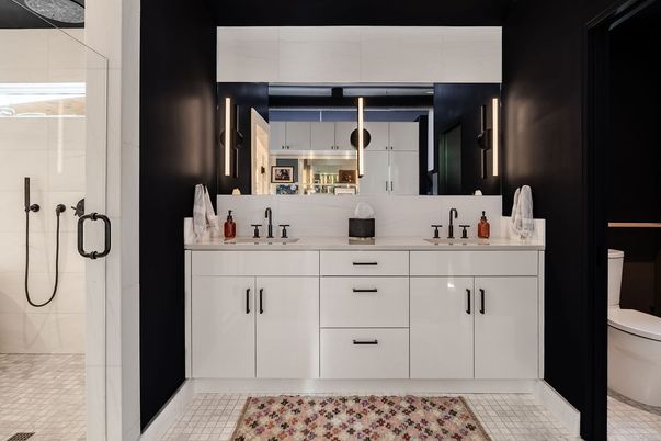 Bathroom, Dual Sink Vanities, Glass Shower, Interior