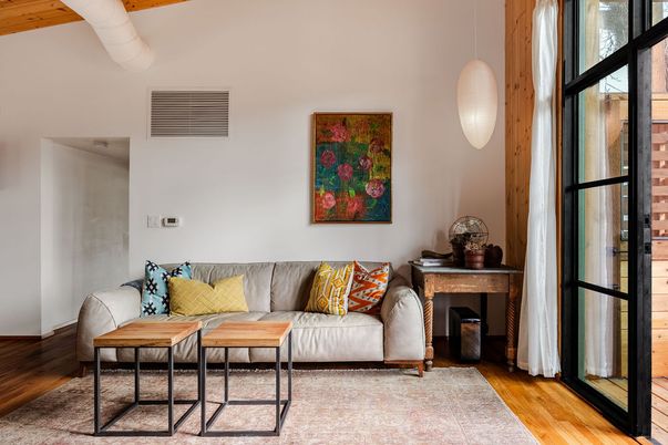 Interior, Living room, Pendant Lights, Wood Texture Flooring
