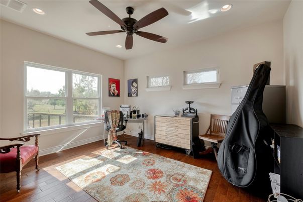 Home Office, Interior, Recessed Lighting, Wood Texture Flooring