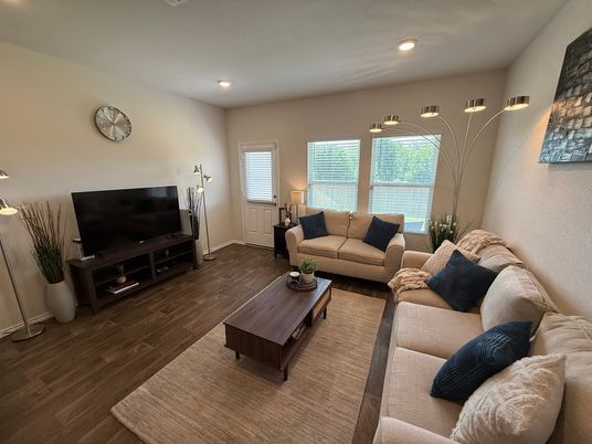 Interior, Living room, Recessed Lighting, Wood Texture Flooring