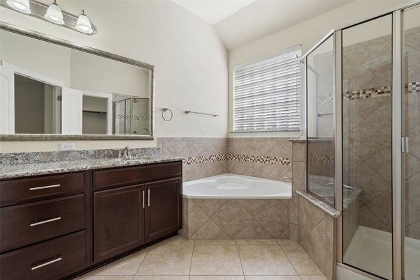 Bathroom, Dual Sink Vanities, Glass Shower, Interior