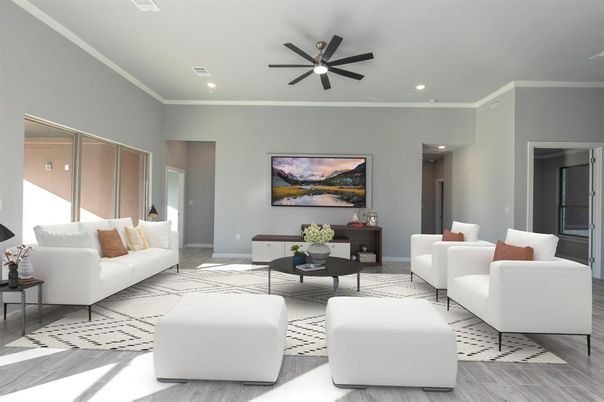 Interior, Living room, Recessed Lighting, Wood Texture Flooring