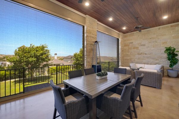 Dining room, Interior, Recessed Lighting, Stone Walls