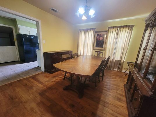 Chandelier, Dining room, Interior, Wood Texture Flooring