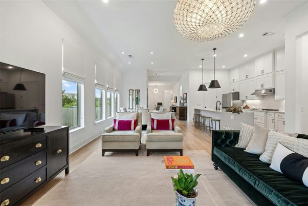 Interior, Kitchen, Living room, Pendant Lights, Recessed Lighting, Stainless Steel Appliances, Wood Texture Flooring